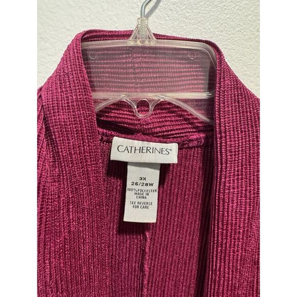 Catherine’s Size 3X 26 28 Textured Purple Pink Wrap Top Lightweight Cardigan - Picture 4 of 9